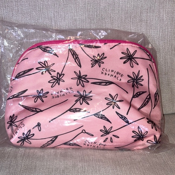 Clinique x Donald Pink and Black Floral Pouch - Picture 3 of 6